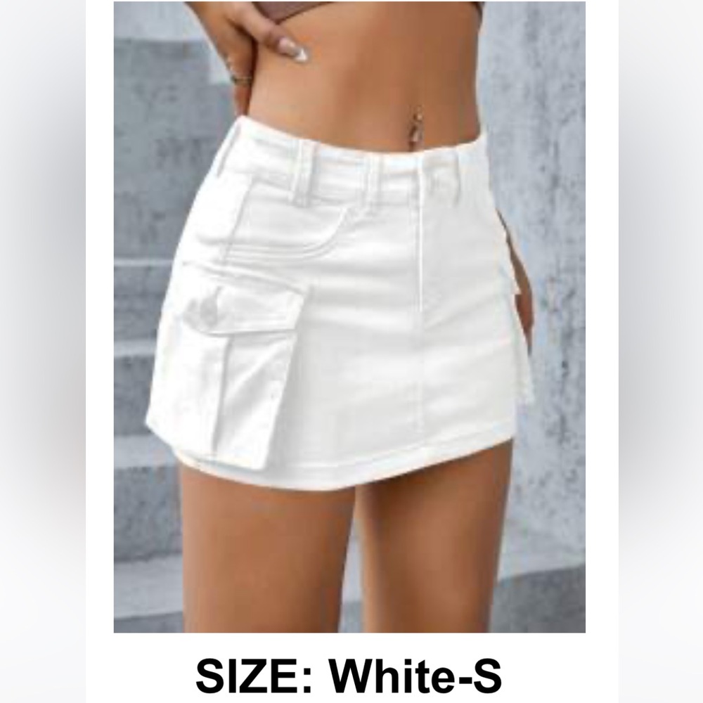 NWT SHEIN White Cargo Skirt